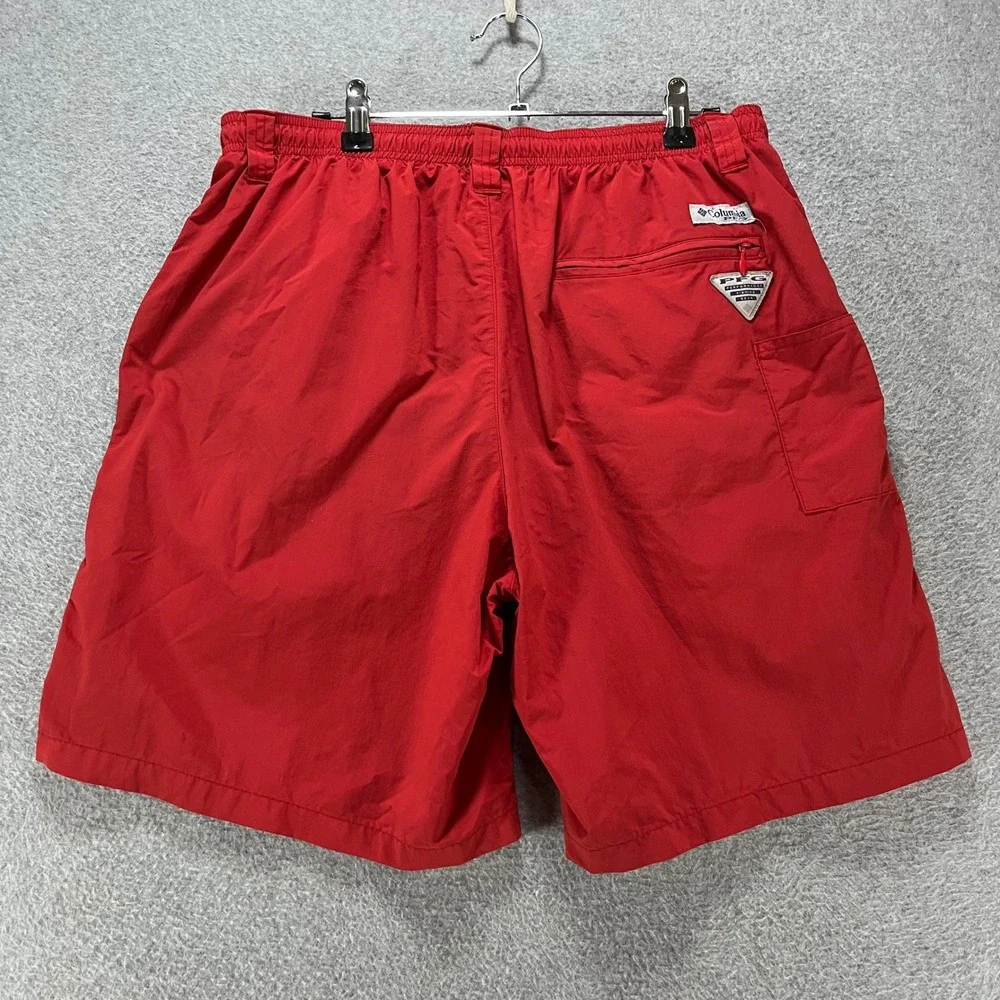 Columbia Shorts PFG Mens Medium 36‎ Red Nylon Fishing Outdoor Sportswear